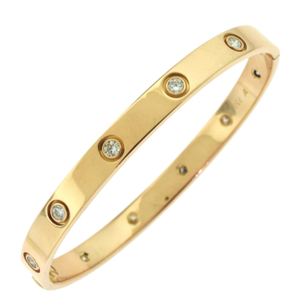 Cartier LOVE Gold Bracelet 10 Diamonds, Size 18 - Brilliance Jewels