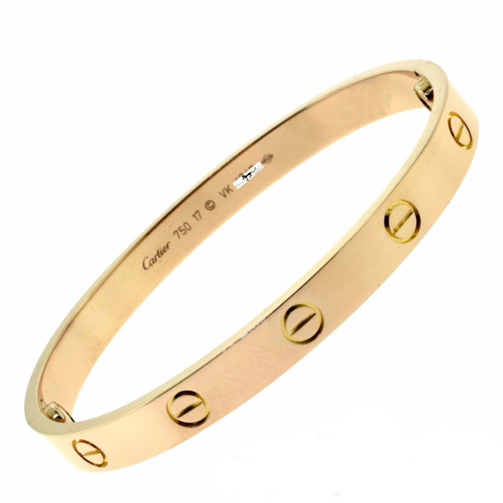 Cartier Rose Gold LOVE Bracelet, Size 17 Box & Certificate (C-80 ...