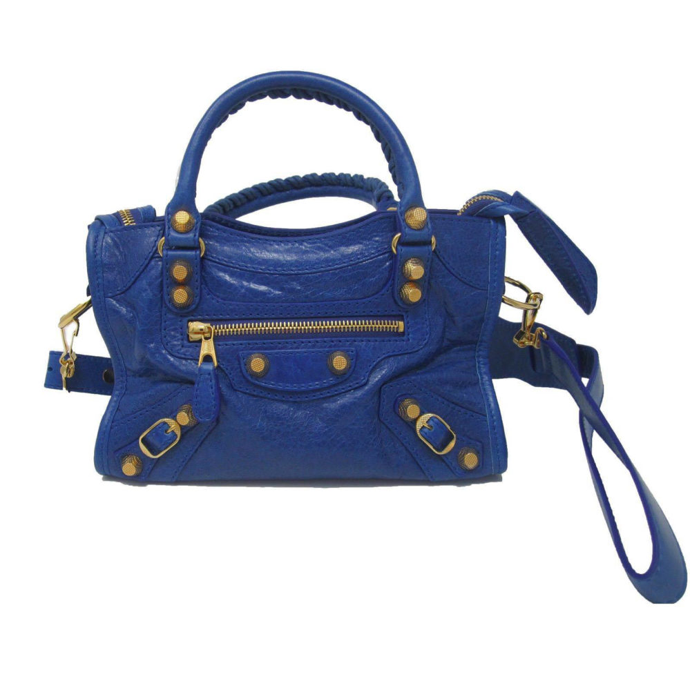 Balenciaga 12 Gold Mini City Blue Bag - Jewels