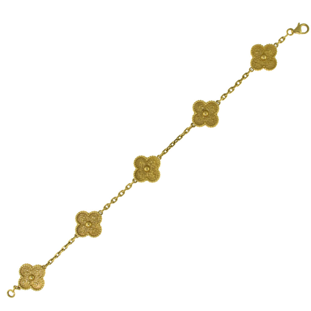 Van Cleef & Arpels Vintage Alhambra Bracelet 5 Motifs - 18K Yellow Gold  Station, Bracelets - VAC22004