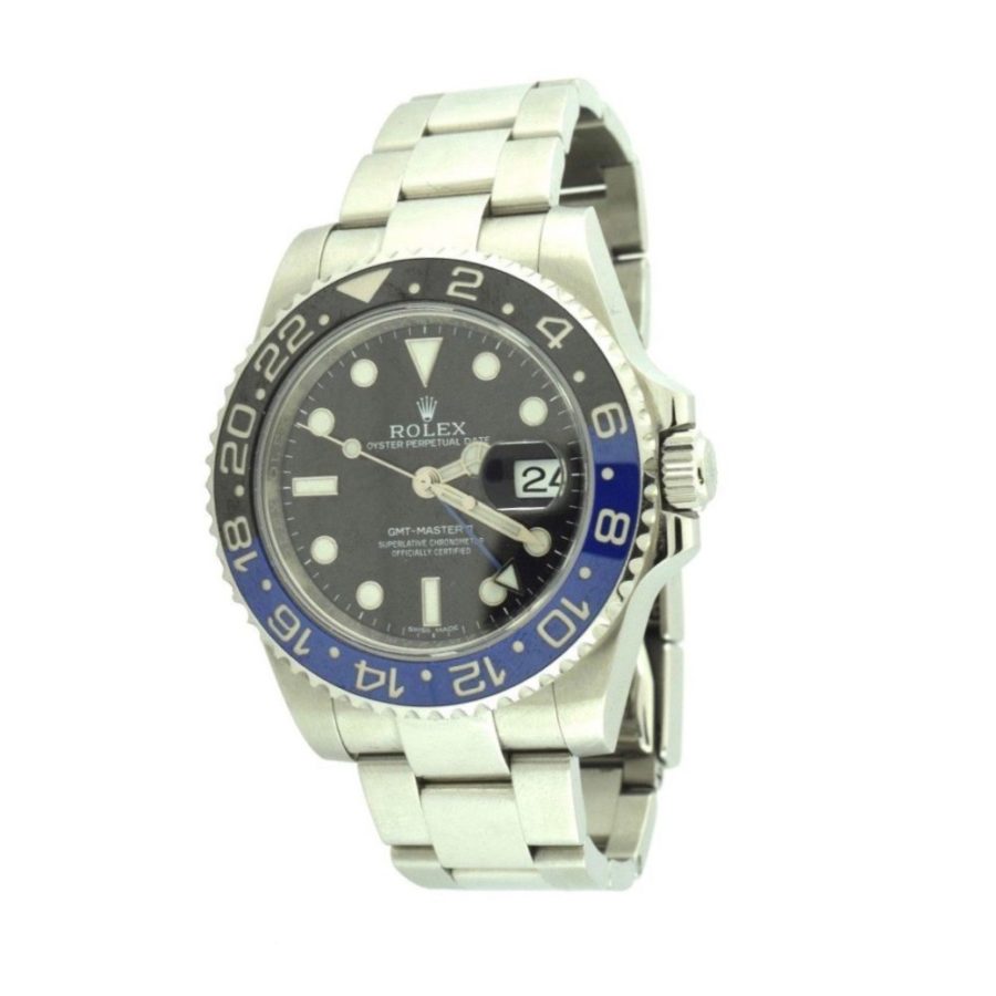 Blue and Black Stainless Steel Watch