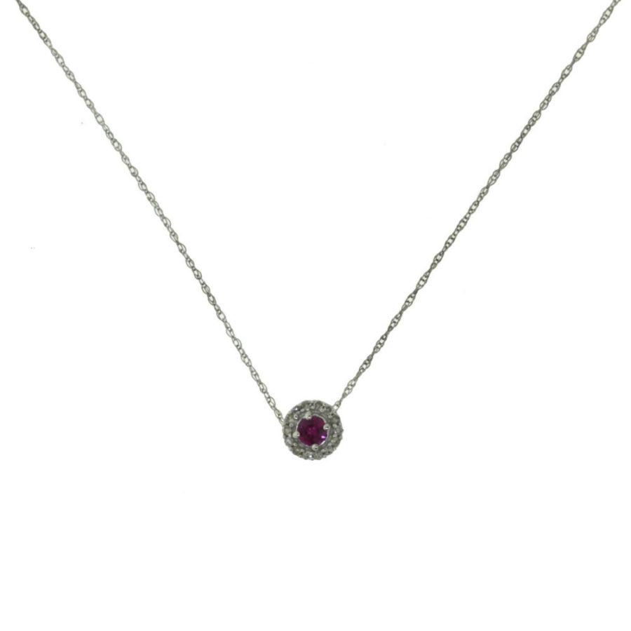 Ruby Diamond Pendant Necklace Gold
