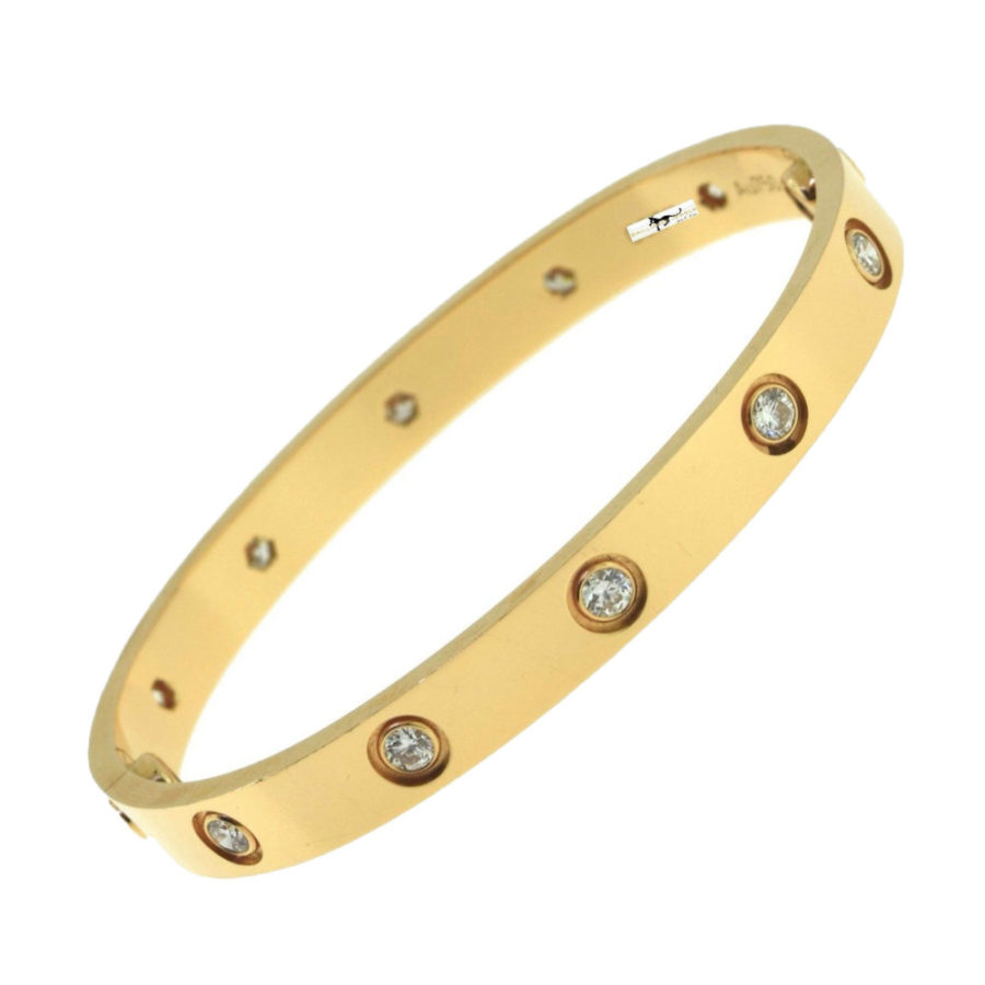 Cartier Love Gold Bracelet with clear stones