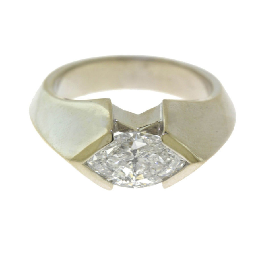 Marquise shaped diamond ring