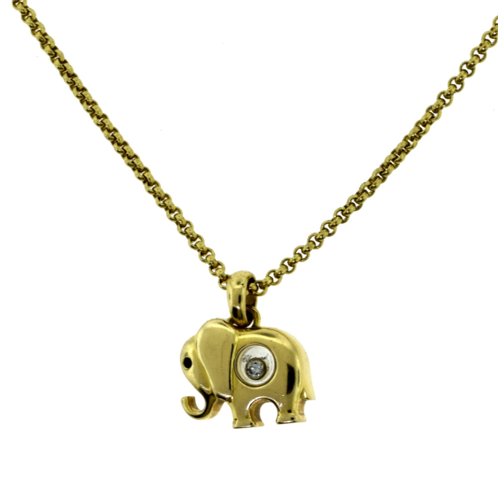 Chopard Happy Diamonds Elephant Necklace With Sapphire Eye - Brilliance ...