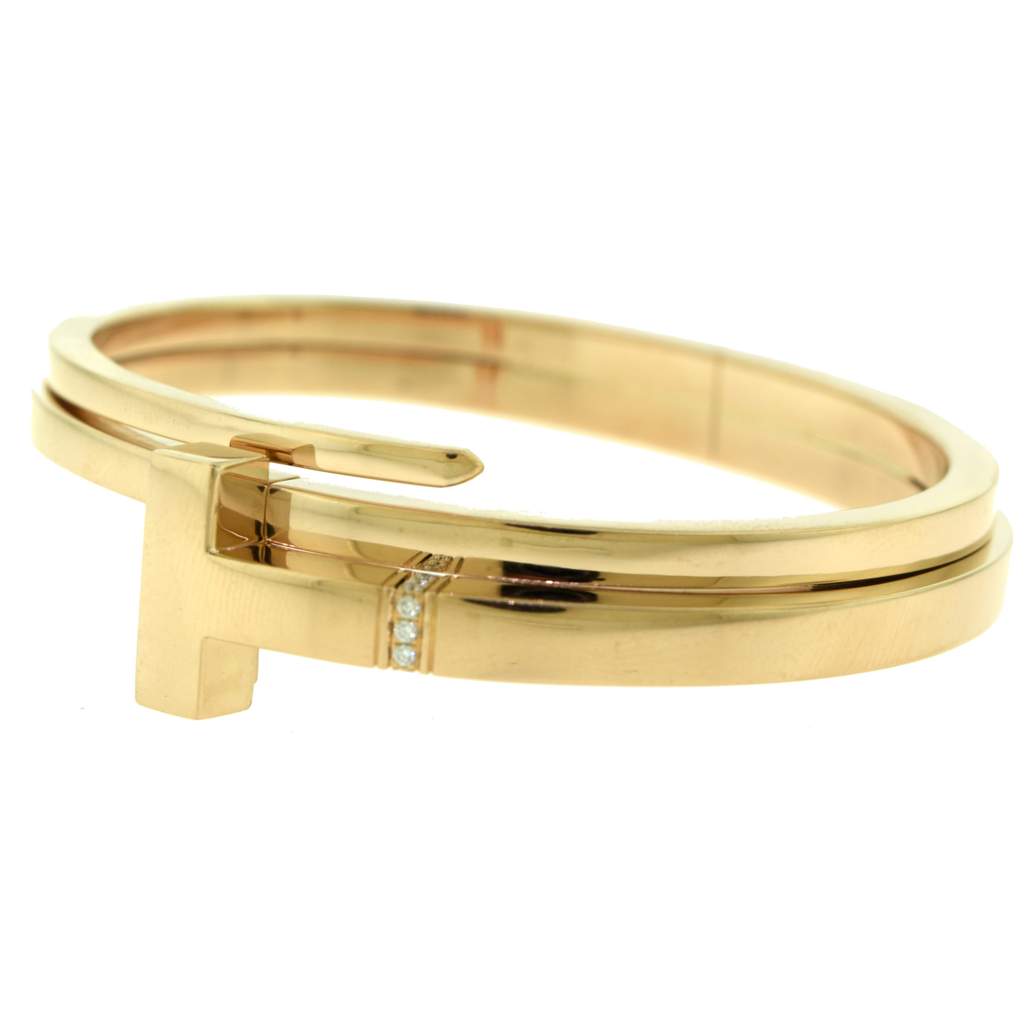 Tiffany & Co. - 18K Yellow Gold T Diamond Square Double Wrap Bracelet
