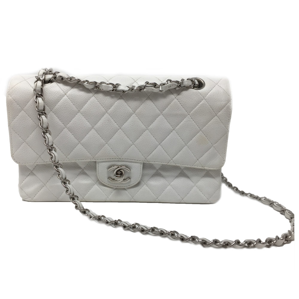 CHANEL Caviar Quilted Medium Double Flap White | FASHIONPHILE