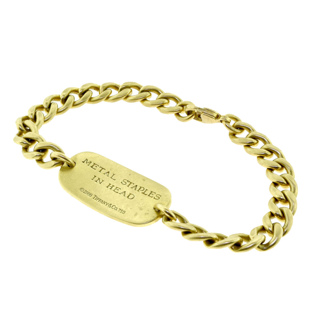 Tiffany & Co. Medical Allergy Name Tag Bracelet In 18k Yellow Gold ...