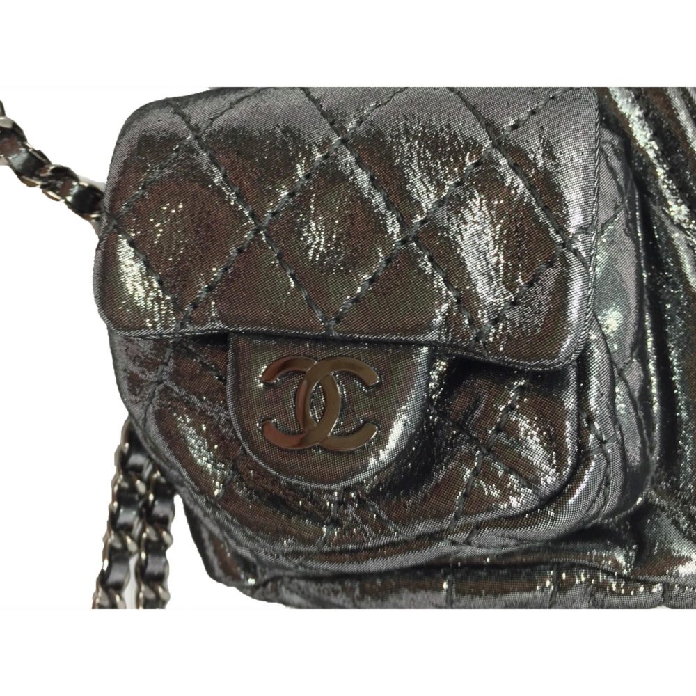 Chanel MINI Anthracite Silver Metallic Platinum Backpack - Brilliance Jewels