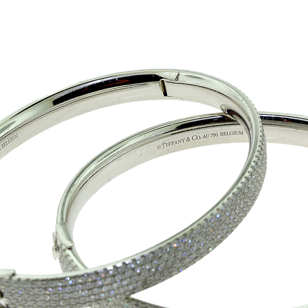 Tiffany & Co Metro Collection Hinged Bangle Diamond Bracelet 18K