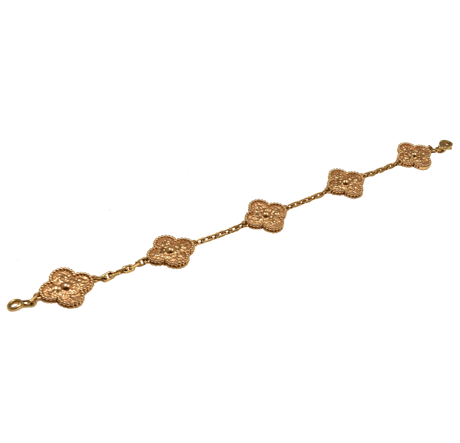 Van Cleef Arpels Vintage Alhambra Bracelet 5 Motifs Rose Gold with