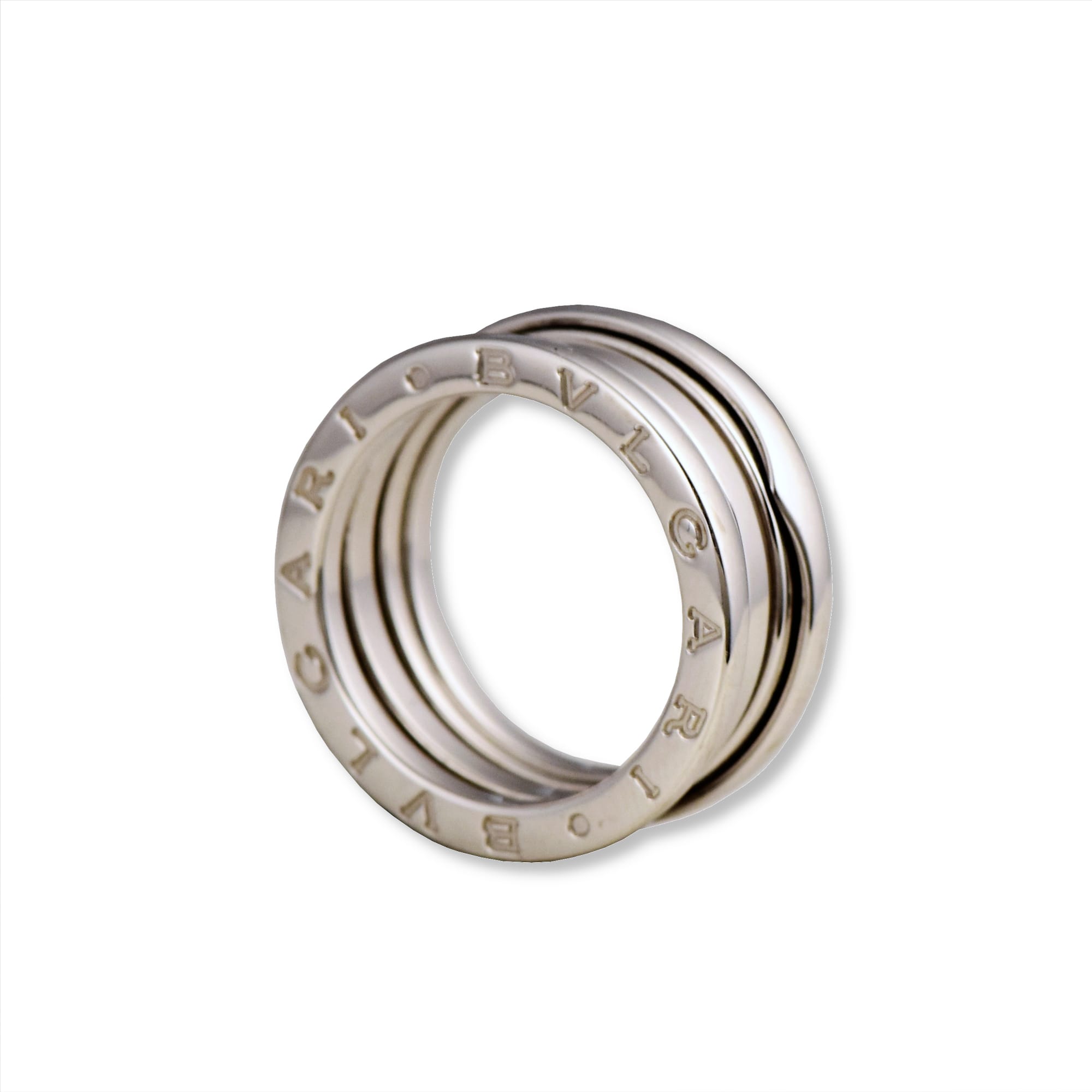 AUTHENTIC BVLGARI BVLGARI B.zero1 2-Band Ring in 18K White GOLD, Size 50 -  Brilliance Jewels