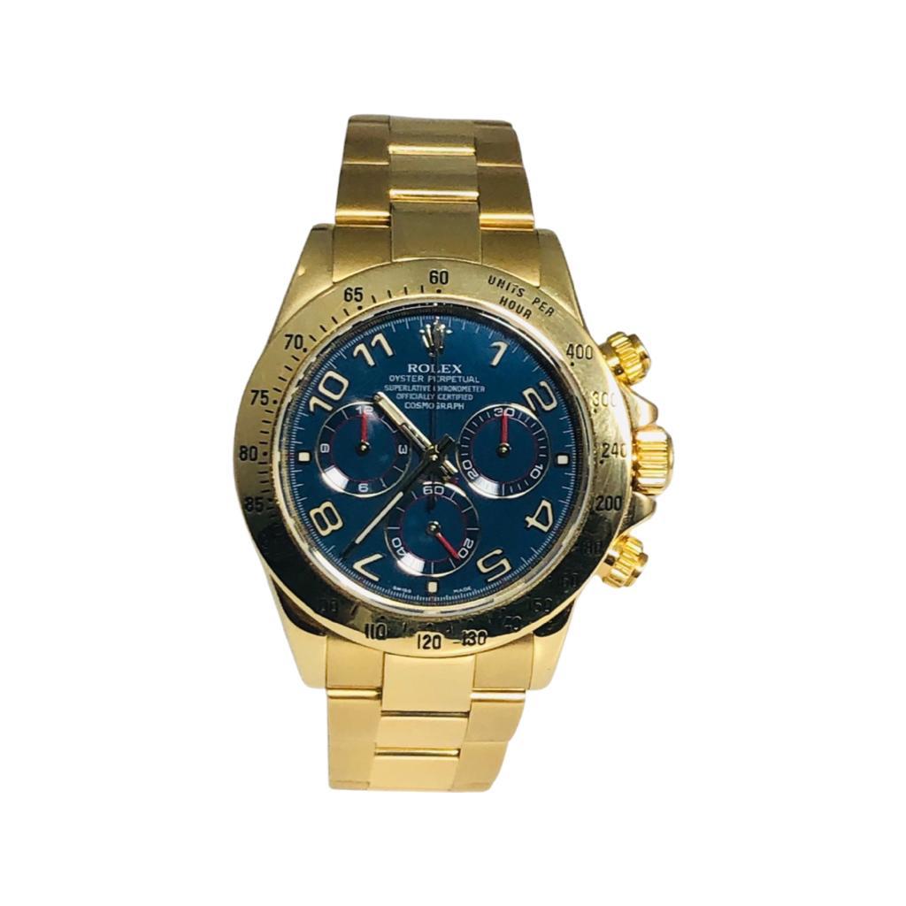 Rolex Daytona Ref. 116528 In 18k Yellow Gold With Blue Dial 40MM Watch - Brilliance Jewels Fine Jewelry And Luxury Watches