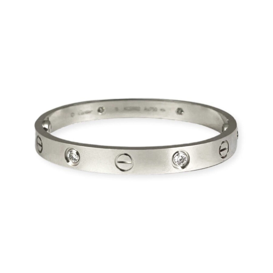 silver color 4 diamond Cartier Love bracelet