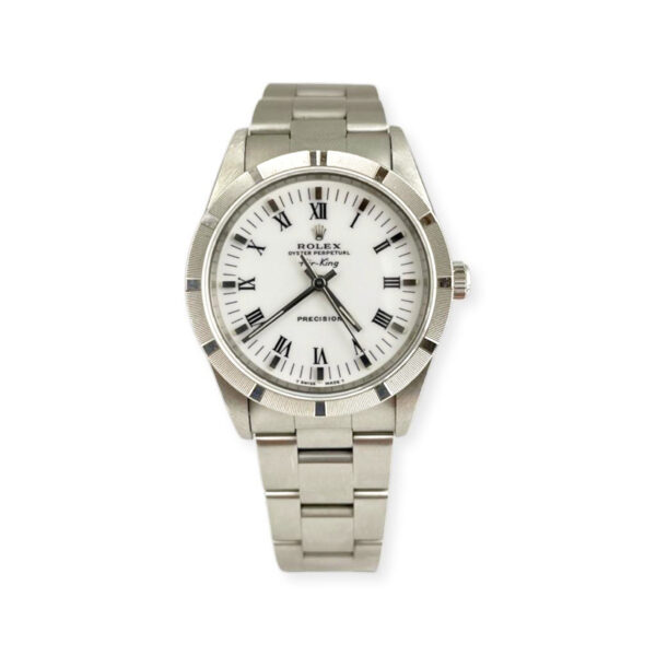 Silver Colored Rolex 14010 Watch with a white roman numeral dial
