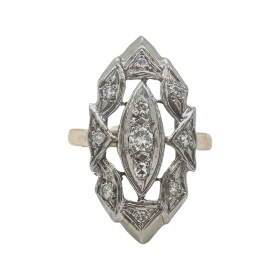 Art Deco Marquise Diamond Ring in Yellow & White Gold