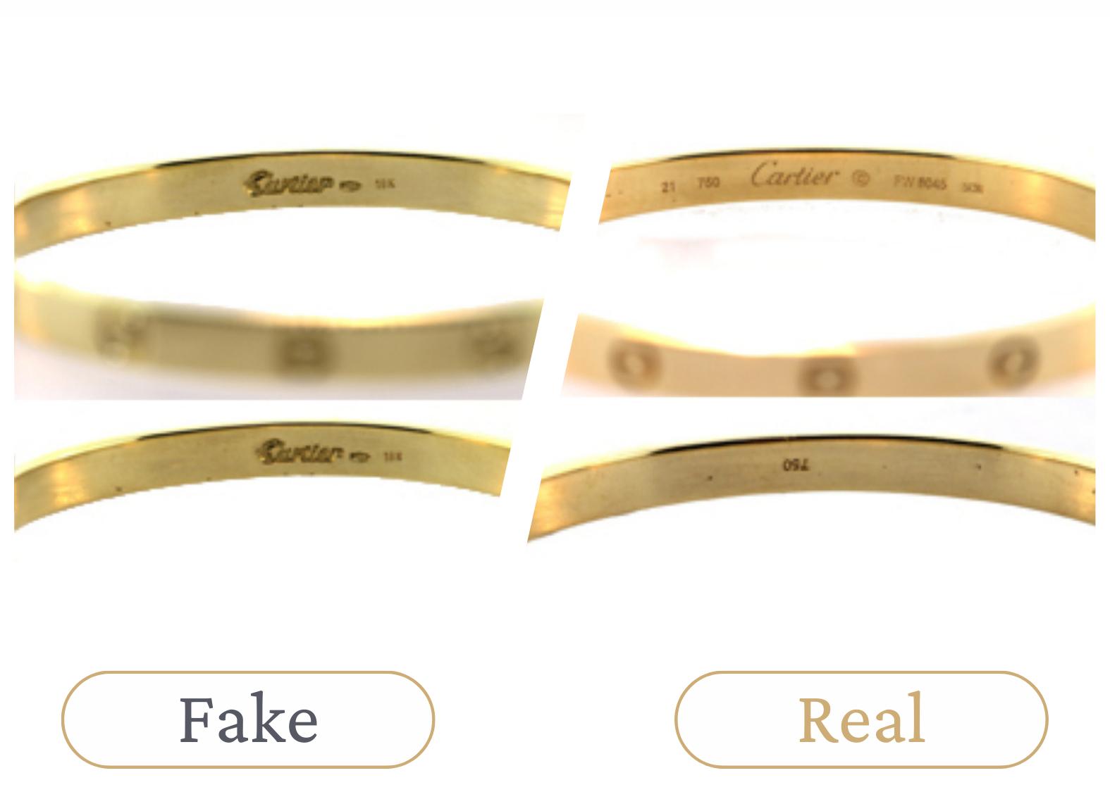 How to Spot A Fake Cartier Love Bracelet - fake vs real 1