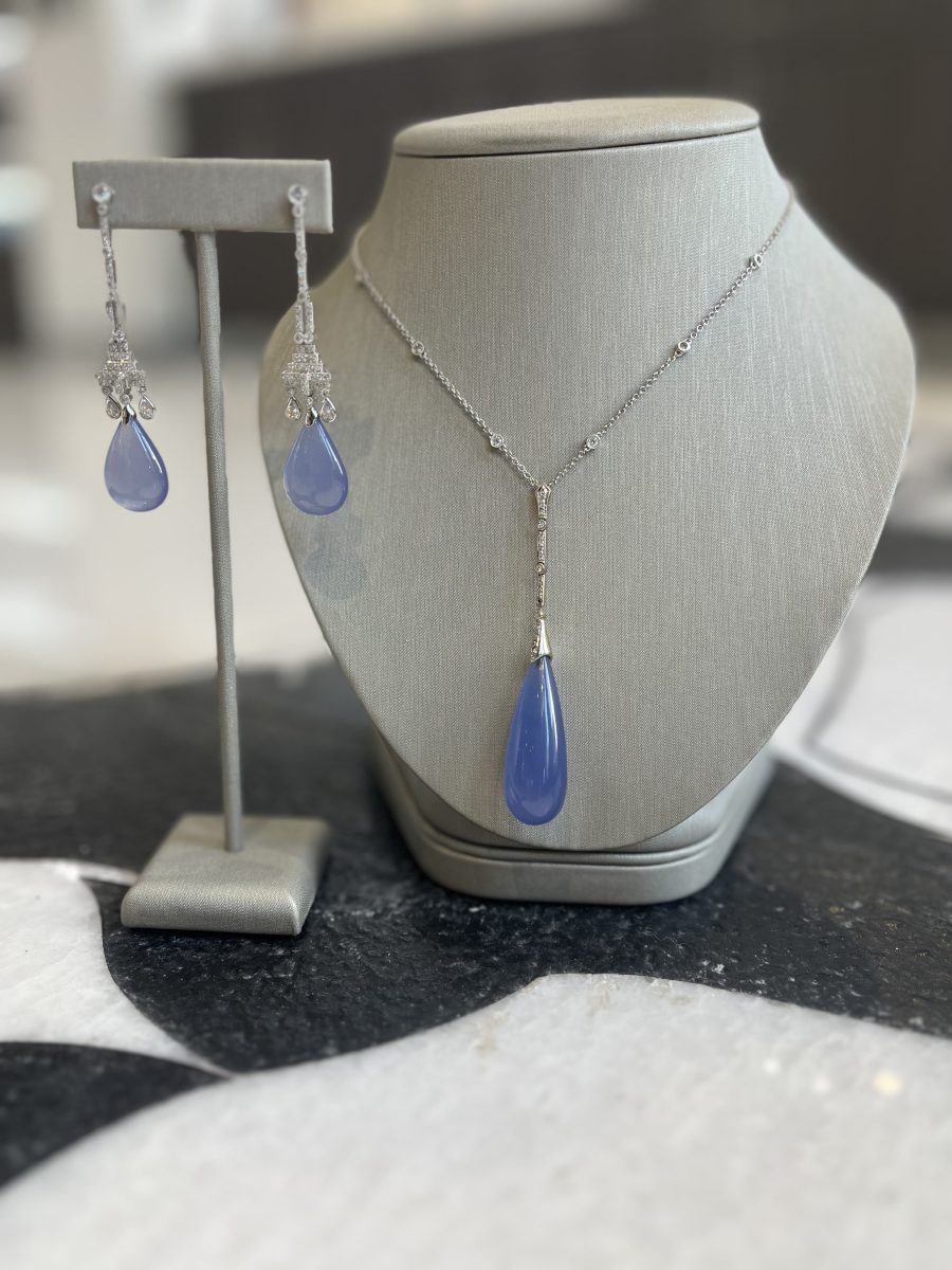 Chalcedony Necklace and Earring Set